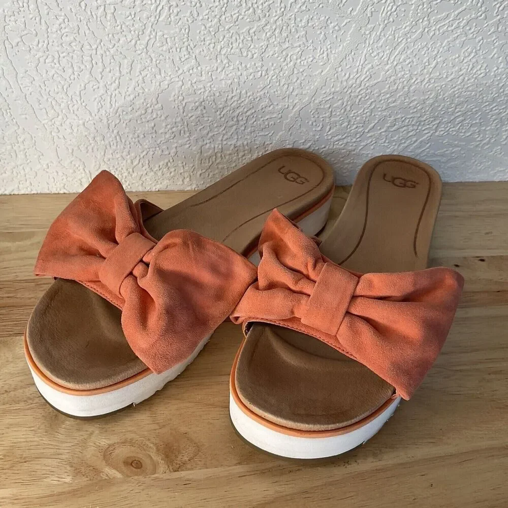 UGG Joan Vibrant Coral Clog Platfrom‎ Slid Sandals Women Size 9.5